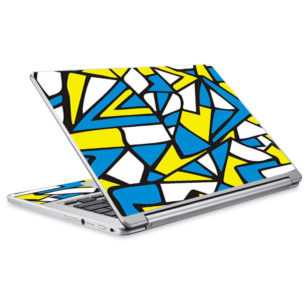  Stained Glass Abstract Blue Yellow Acer Chromebook R13 Skin