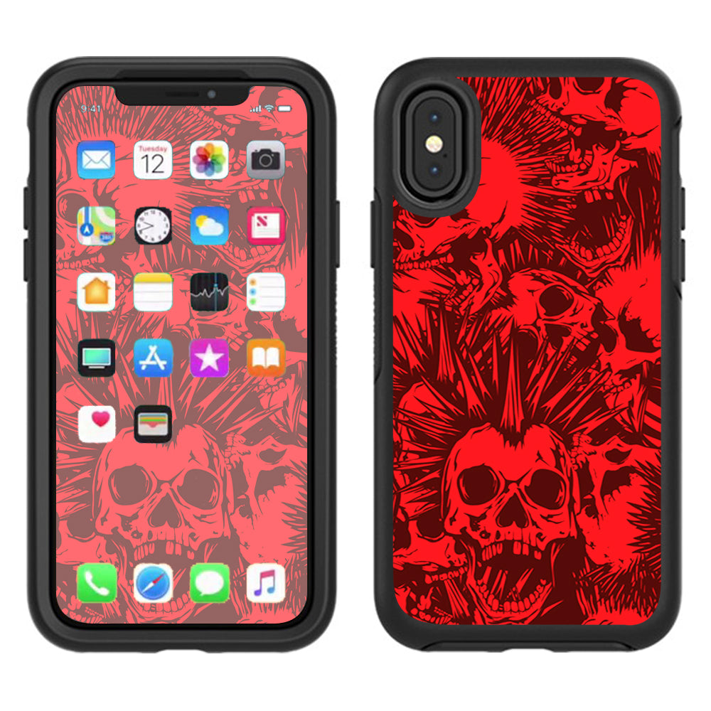  Red Punk Skulls Liberty Spikes Otterbox Defender Apple iPhone X Skin