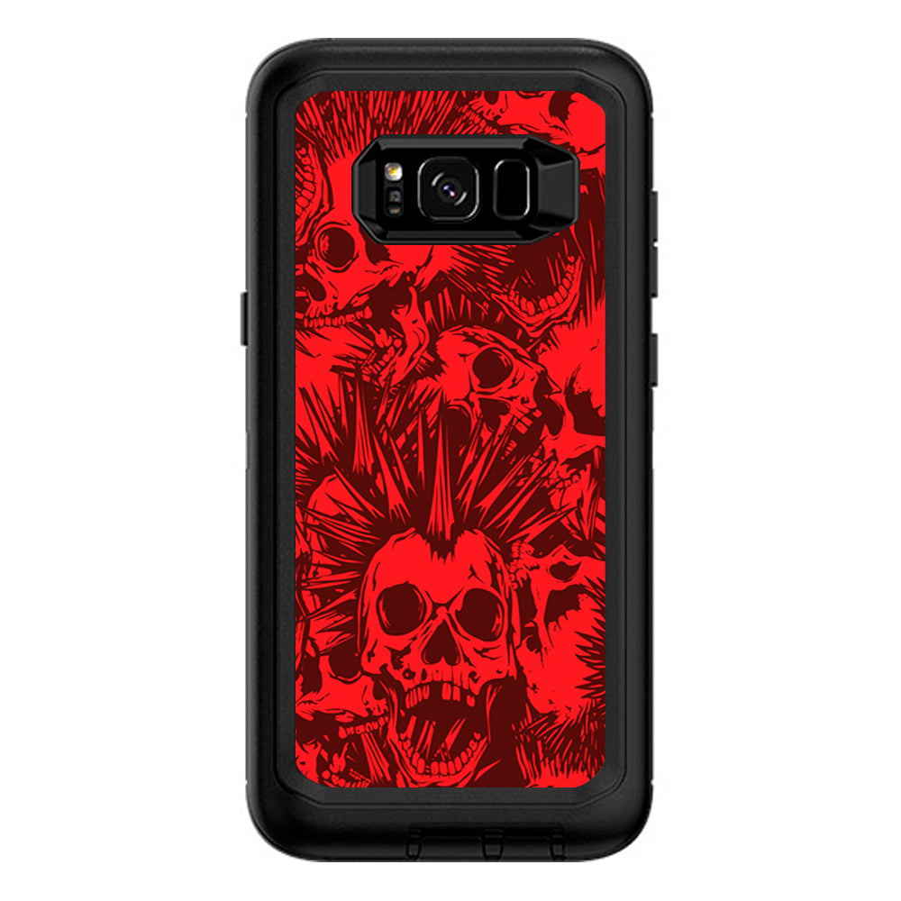  Red Punk Skulls Liberty Spikes Otterbox Defender Samsung Galaxy S8 Plus Skin