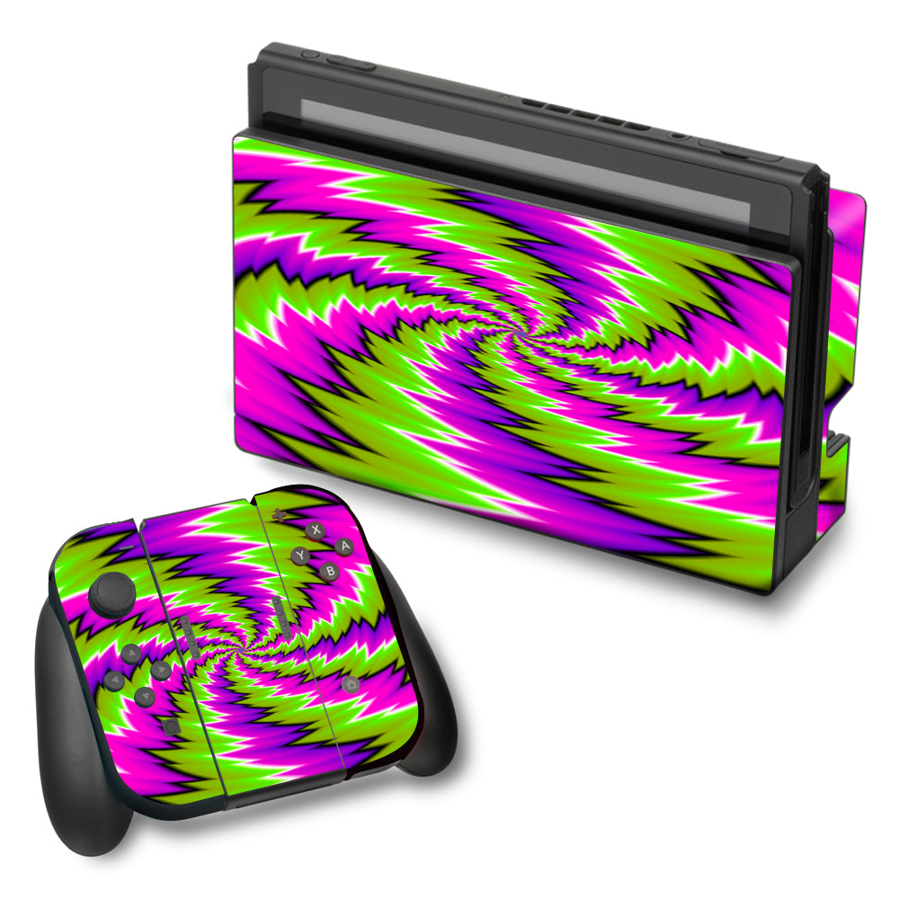  Psychedelic Moving Purple Green Swirls Nintendo Switch Skin