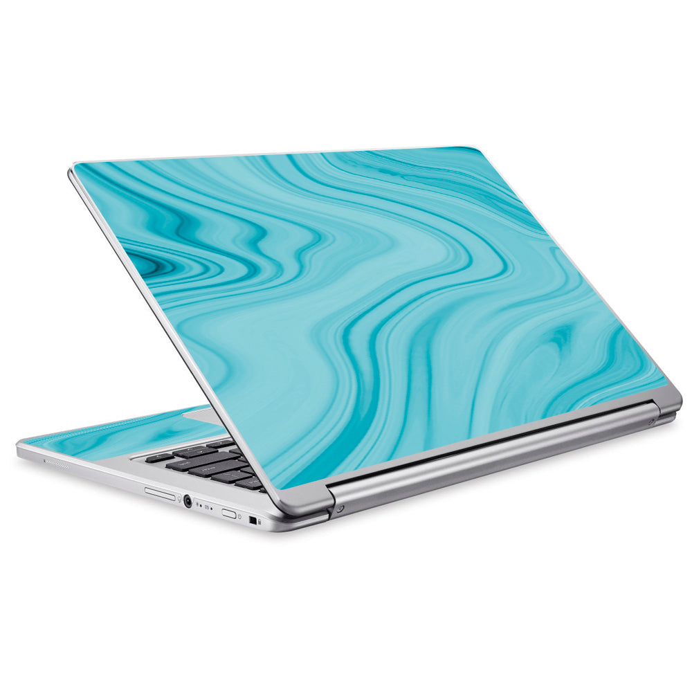  Teal Blue Ice Marble Swirl Glass Acer Chromebook R13 Skin