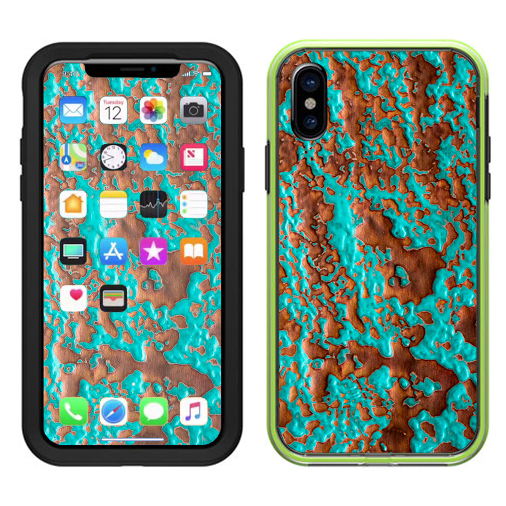  Blue Copper Patina Lifeproof Slam Case iPhone X Skin