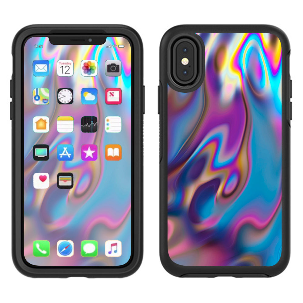  Opalescent Resin Marble Oil Slick Otterbox Defender Apple iPhone X Skin