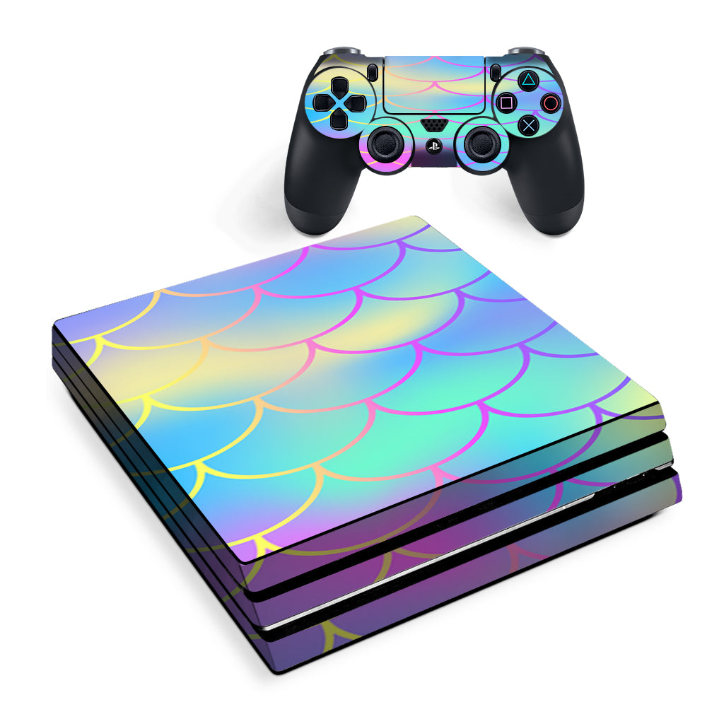 Pastel Colorful Mermaid Scales Sony PS4 Pro Skin