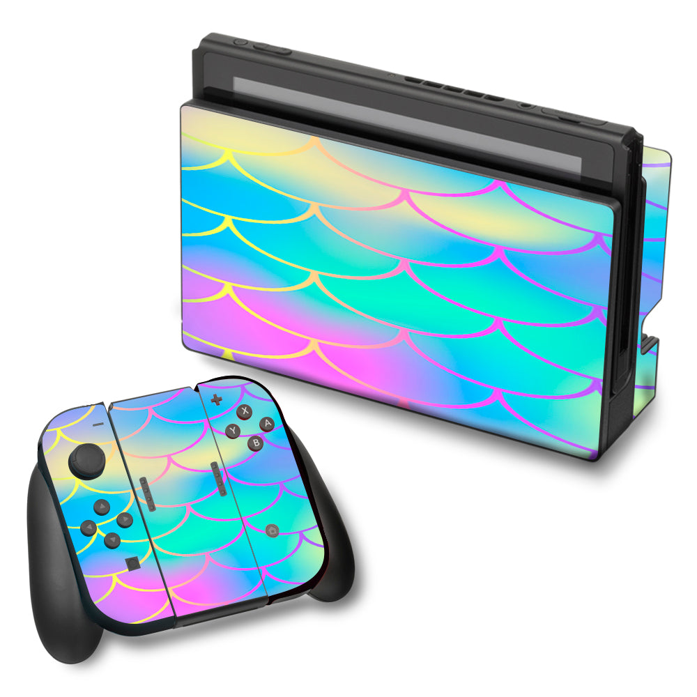  Pastel Colorful Mermaid Scales Nintendo Switch Skin