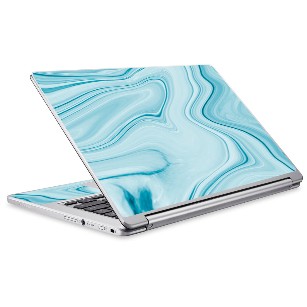  Baby Blue Ice Swirl Marble Acer Chromebook R13 Skin