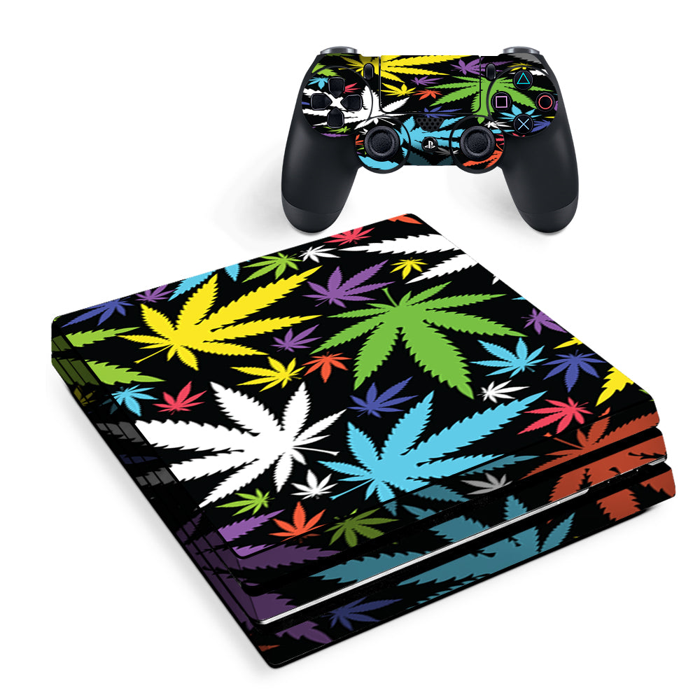 Colorful Weed Leaves Leaf  Sony PS4 Pro Skin