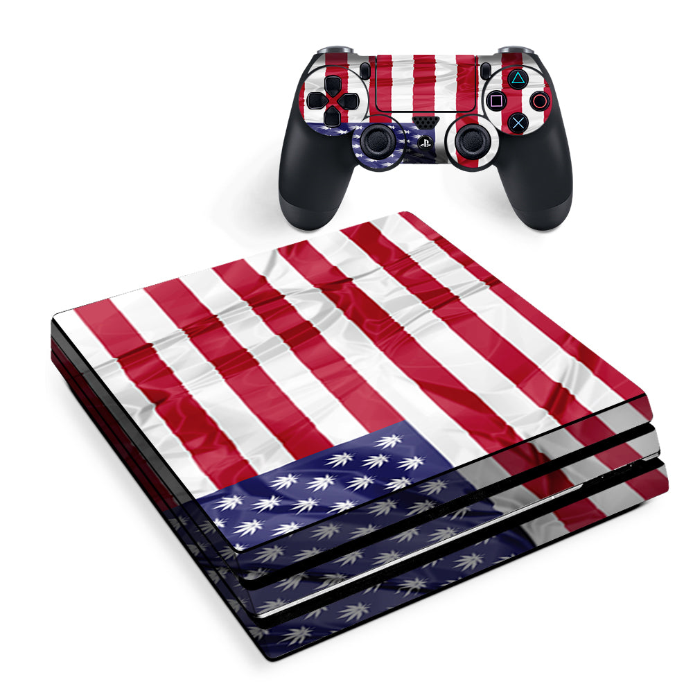 American Flag Pot Leaf Stars Marijuana Sony PS4 Pro Skin