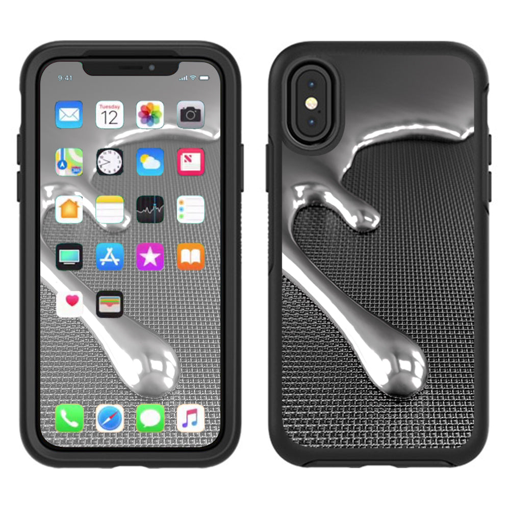  Dripping Metal Liquid Mercury Otterbox Defender Apple iPhone X Skin