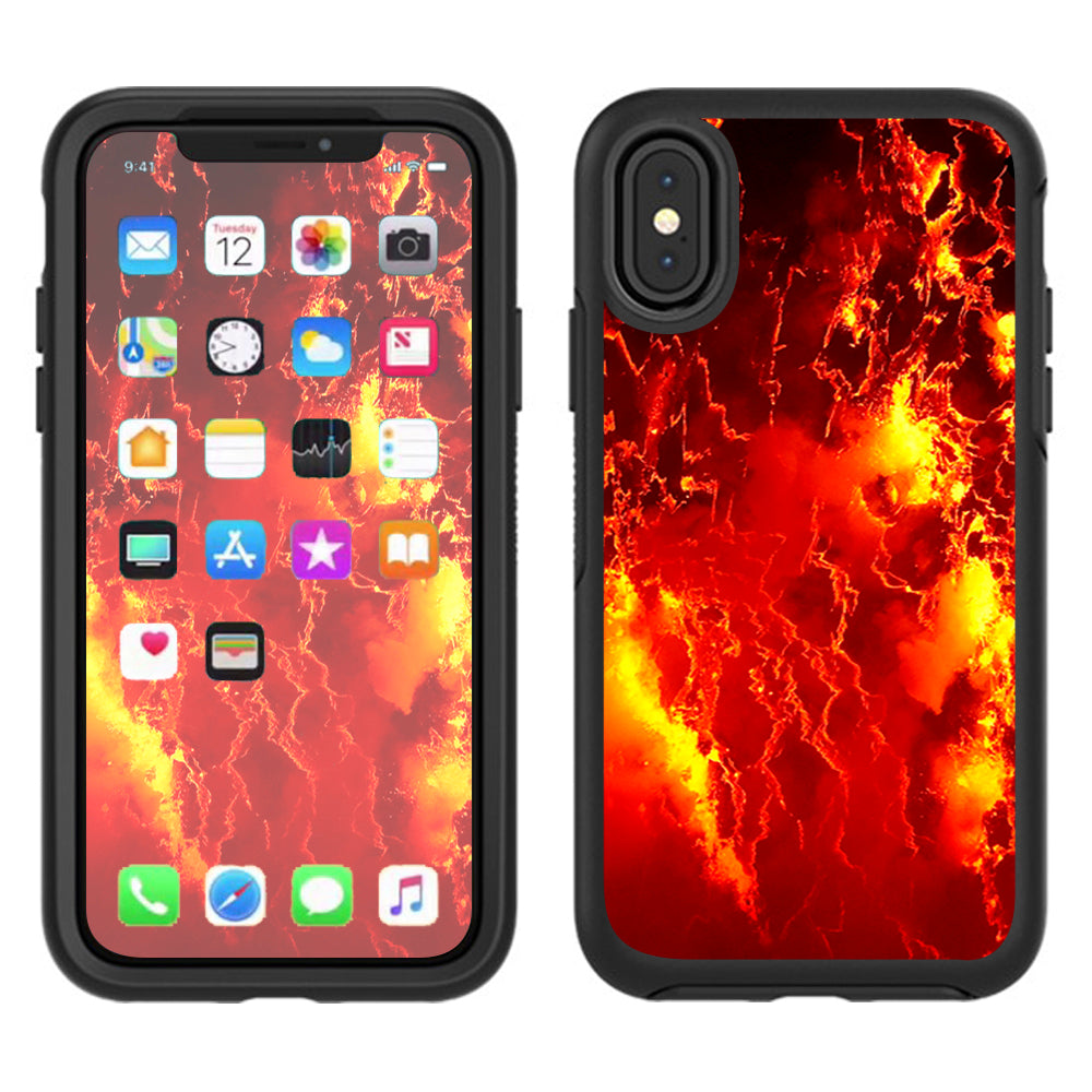  Fire Lava Liquid Flowing Otterbox Defender Apple iPhone X Skin