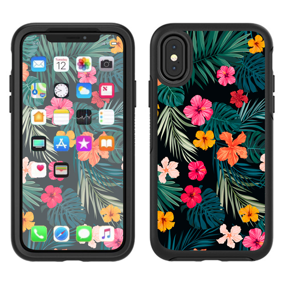  Hibiscus Flowers Tropical Hawaii Otterbox Defender Apple iPhone X Skin