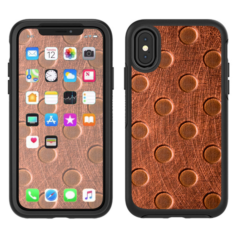  Copper Grid Panel Metal Otterbox Defender Apple iPhone X Skin