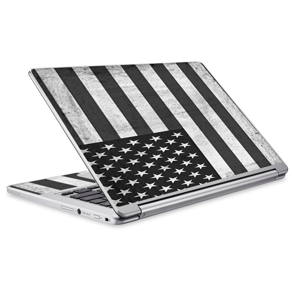  Black White Grunge Flag Usa America Acer Chromebook R13 Skin