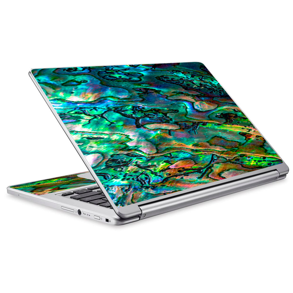  Abalone Shell Swirl Neon Green Opalescent Acer Chromebook R13 Skin