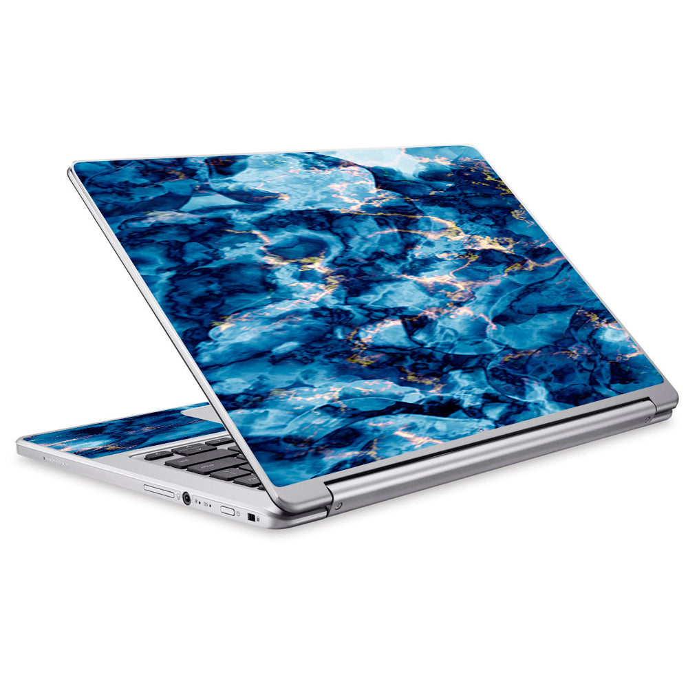  Heavy Blue Gold Marble Granite  Acer Chromebook R13 Skin