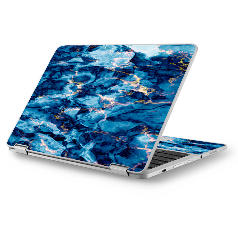  Heavy Blue Gold Marble Granite  Asus Chromebook Flip 12.5" Skin