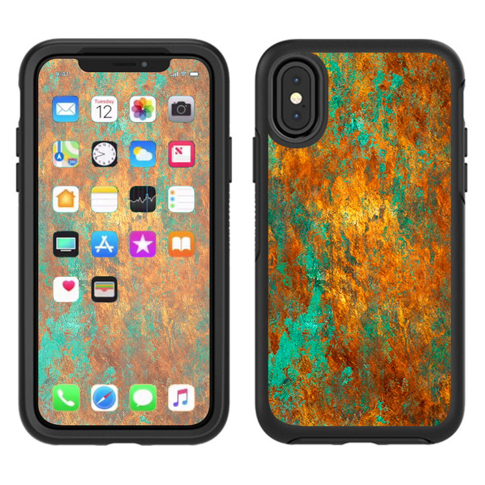  Copper Patina Metal Panel Otterbox Defender Apple iPhone X Skin