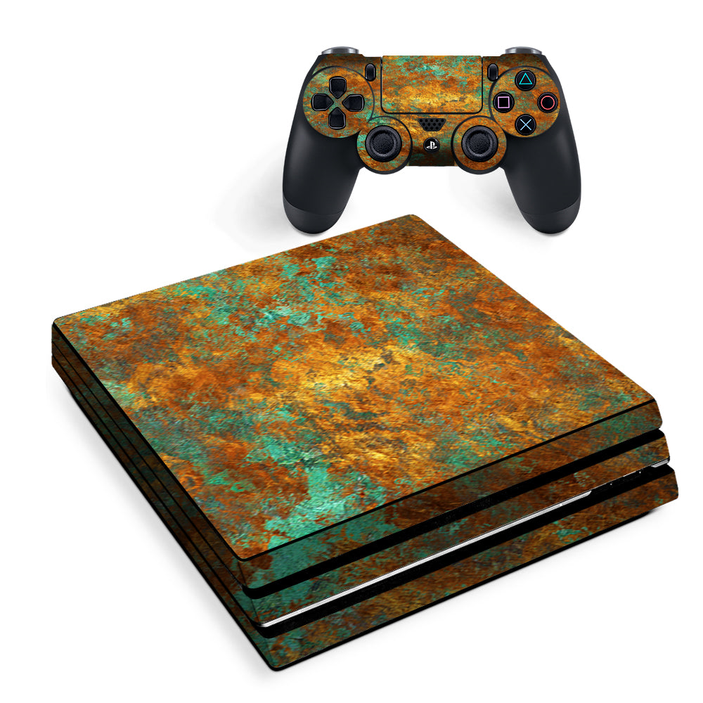 Copper Patina Metal Panel Sony PS4 Pro Skin