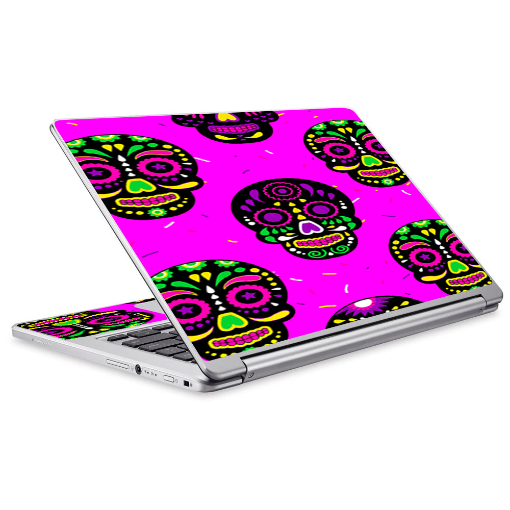  Pink Sugar Skulls Dia De Los Muertos Acer Chromebook R13 Skin