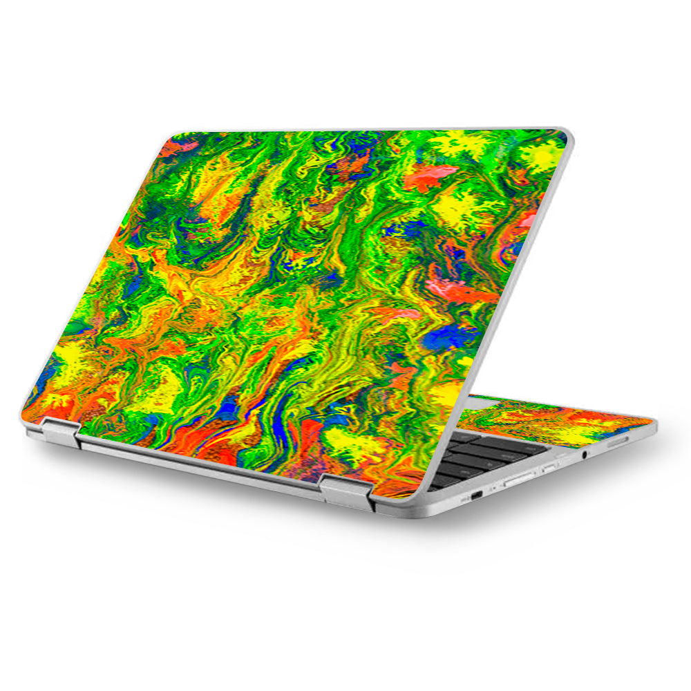  Green Trippy Color Mix Psychedelic Asus Chromebook Flip 12.5" Skin