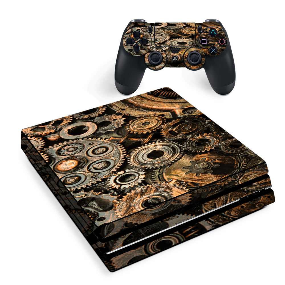 Old Gears Steampunk Patina Sony PS4 Pro Skin