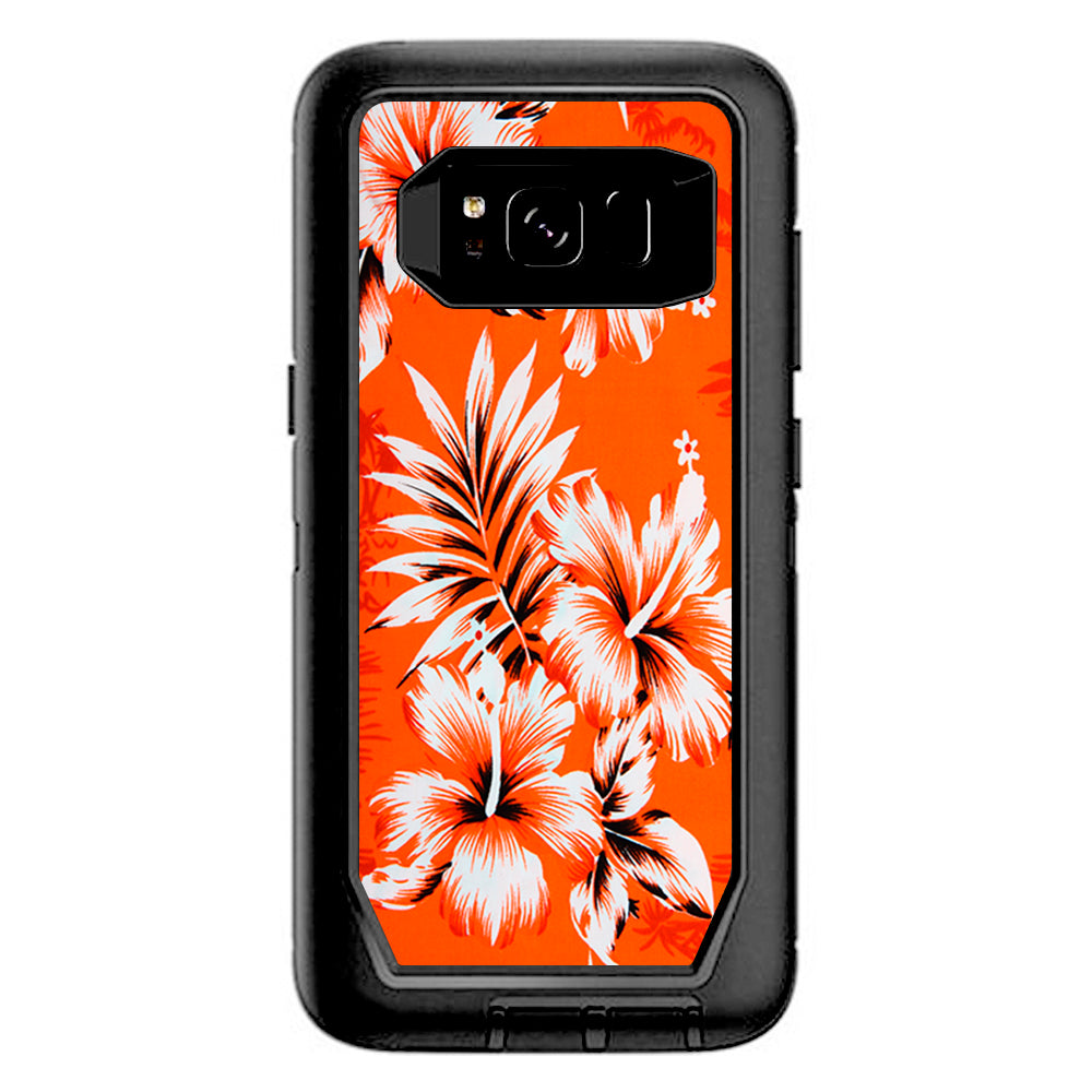  Orange Tropical Hibiscus Flowers Otterbox Defender Samsung Galaxy S8 Skin