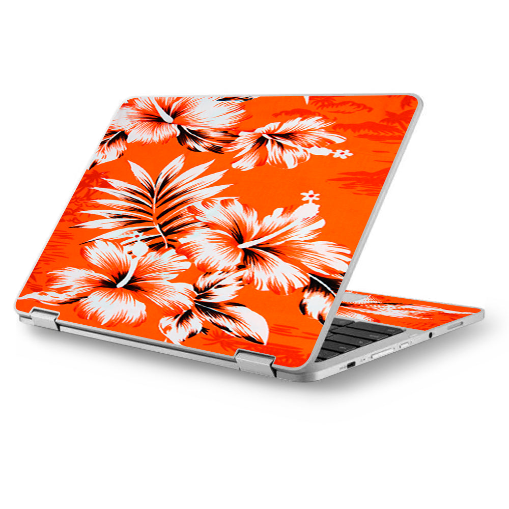  Orange Tropical Hibiscus Flowers Asus Chromebook Flip 12.5" Skin