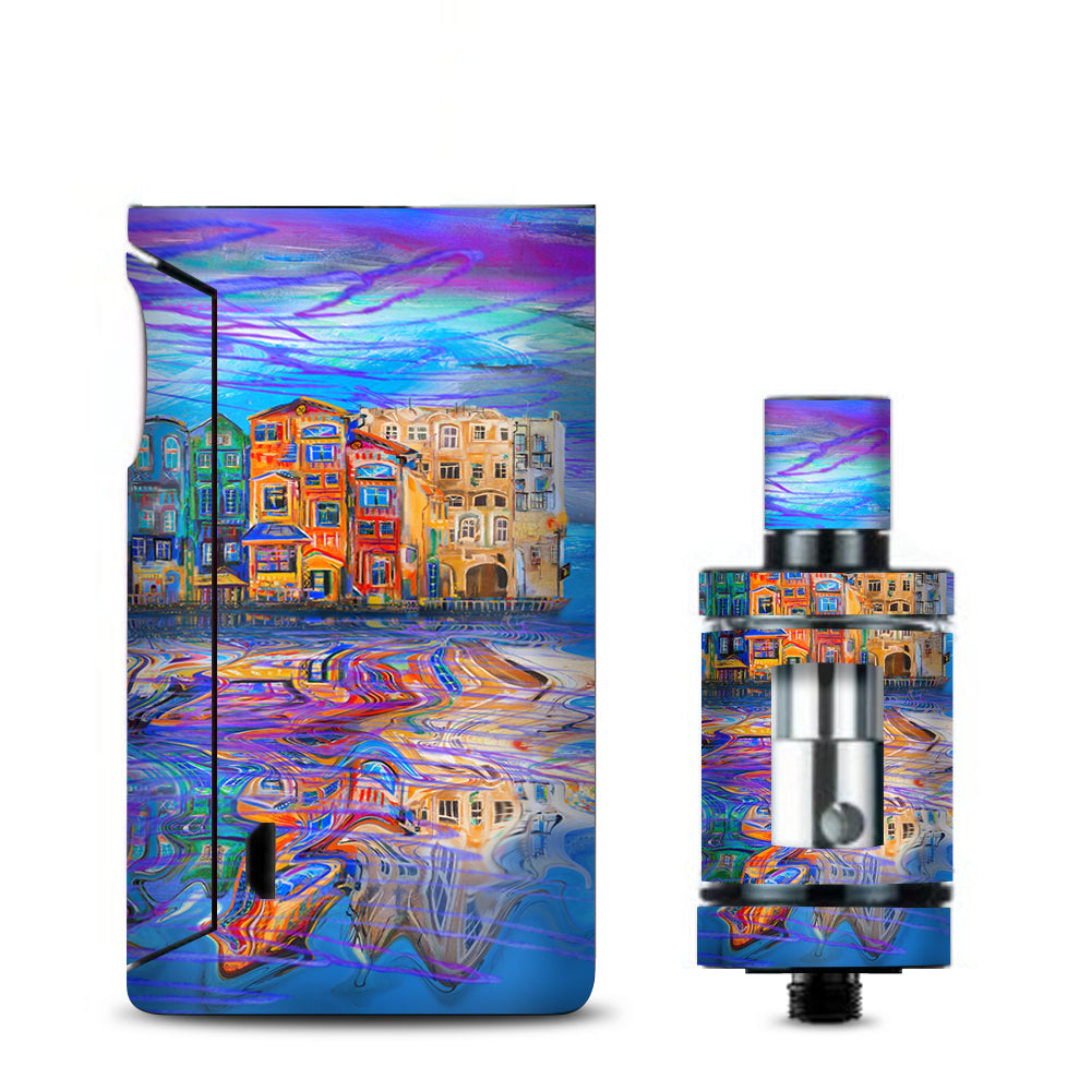  Colorful Oil Painting Water Reflection Town Homes Vaporesso Drizzle Fit Skin