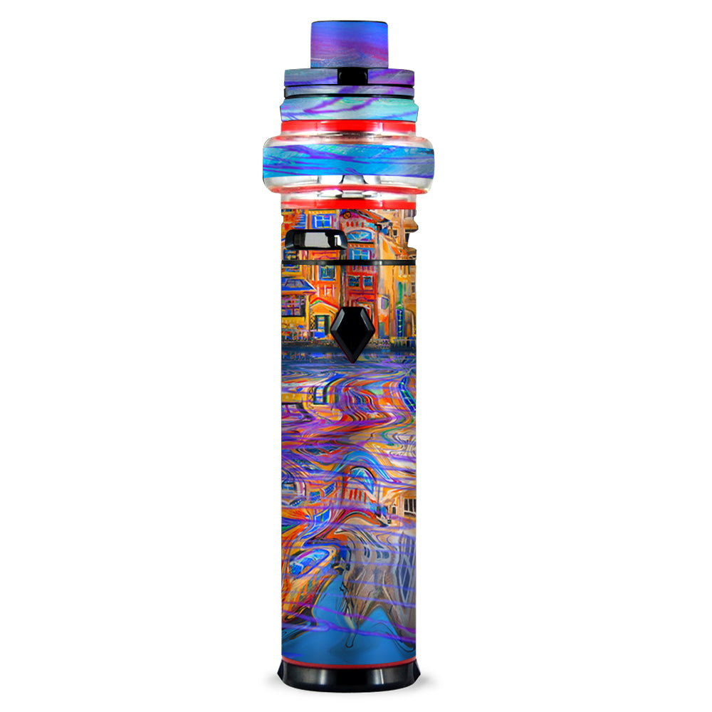  Colorful Oil Painting Water Reflection Town Homes Smok stick V9 Max Skin