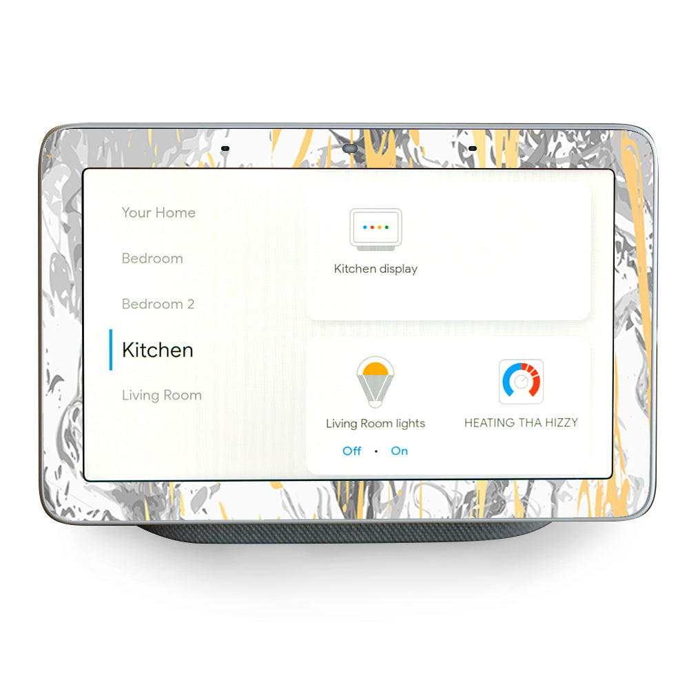 Gold Marble White Gray Backround Google Home Hub Skin