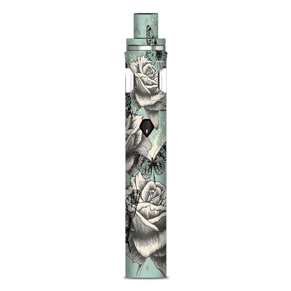  Butterflies Roses Teal Distressed Vintage Smok Nord AIO 19 Skin
