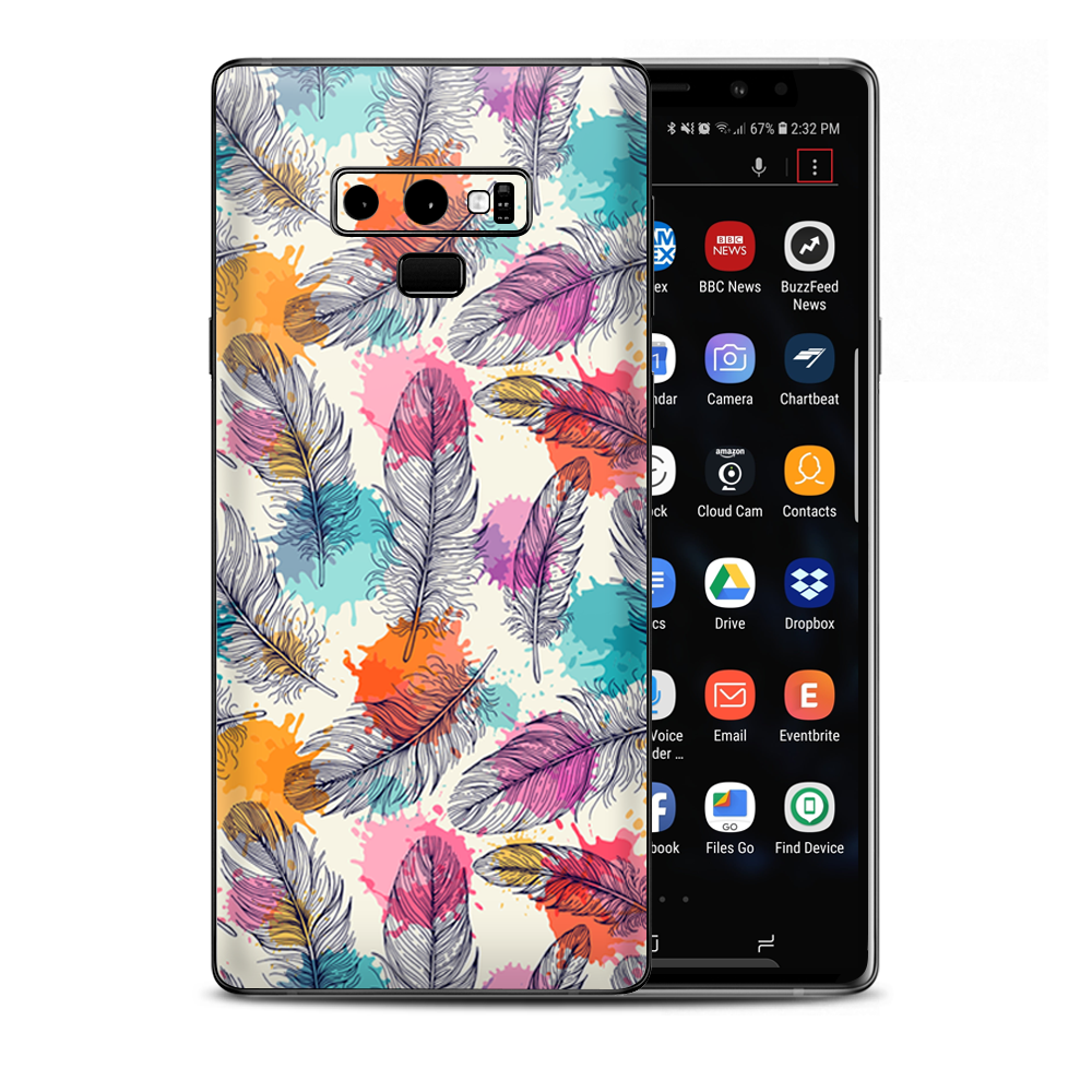 Feathers Colorful Watercolor Bird Samsung Galaxy Note 9 Skin