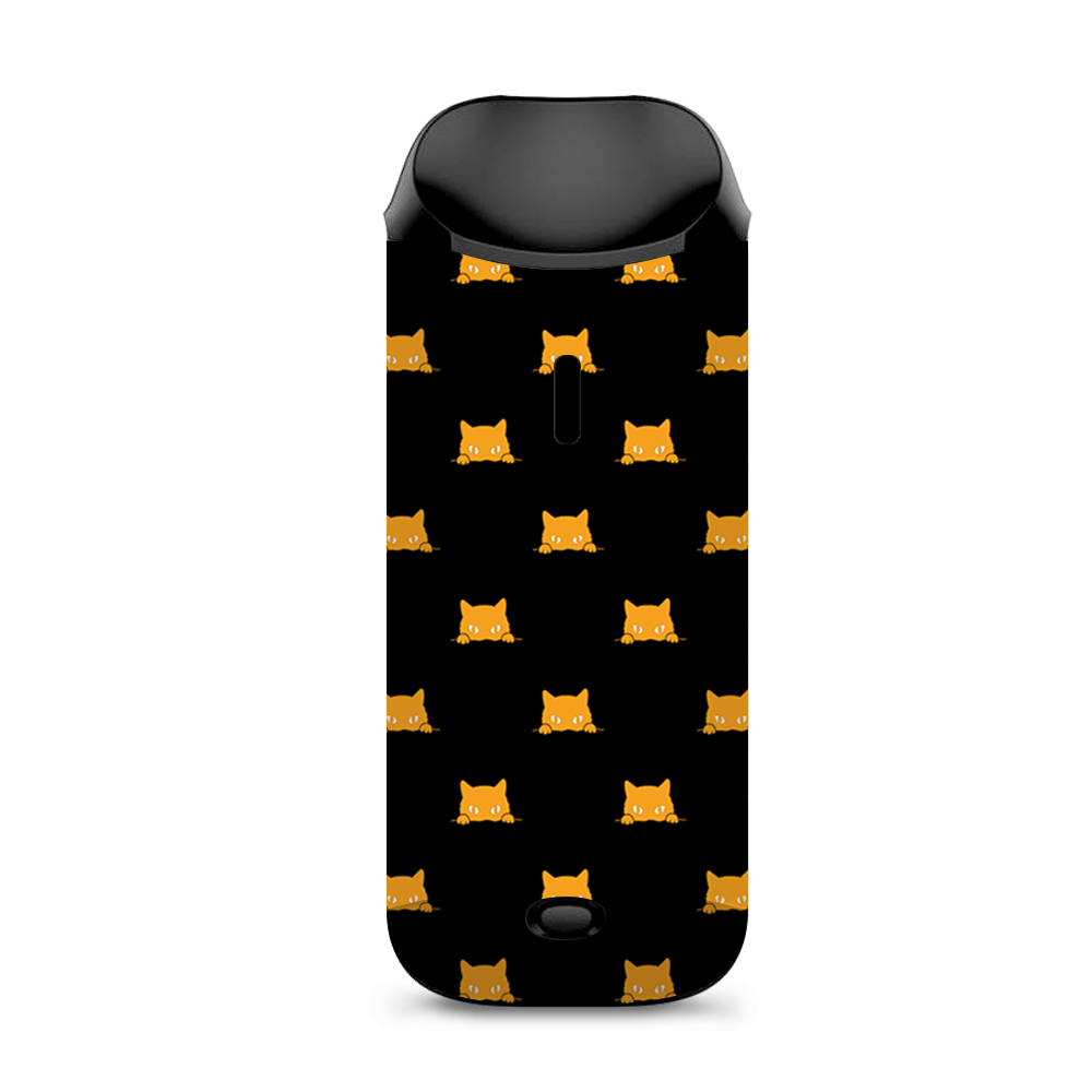  Sneaky Cat Kitten Pattern Gold On Black Vaporesso Nexus AIO Kit Skin