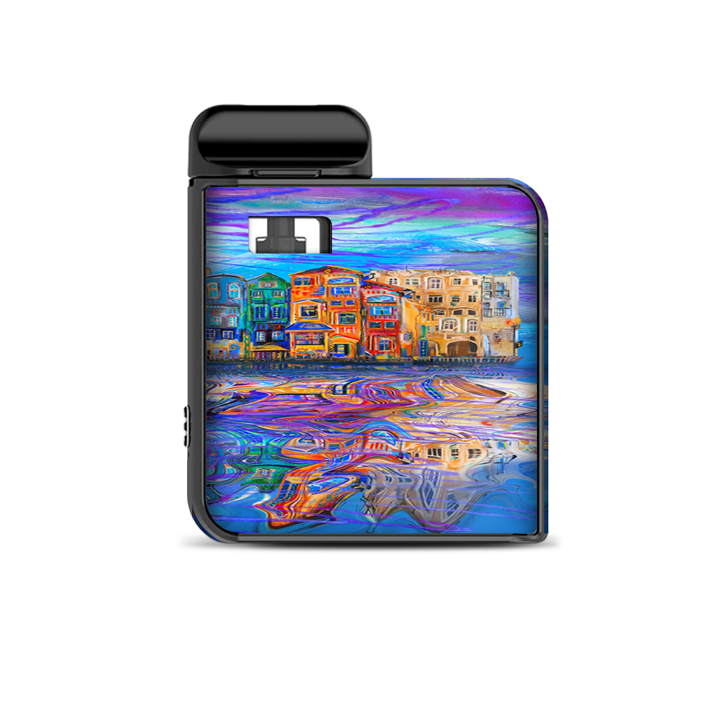  Colorful Oil Painting Water Reflection Town Homes Smok Mico Kit Skin