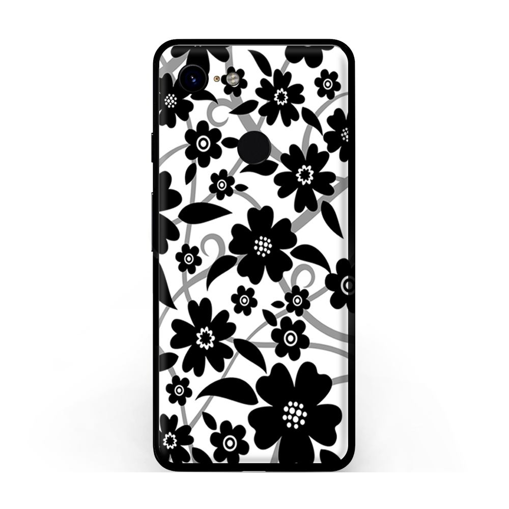 Black White Flower Print
