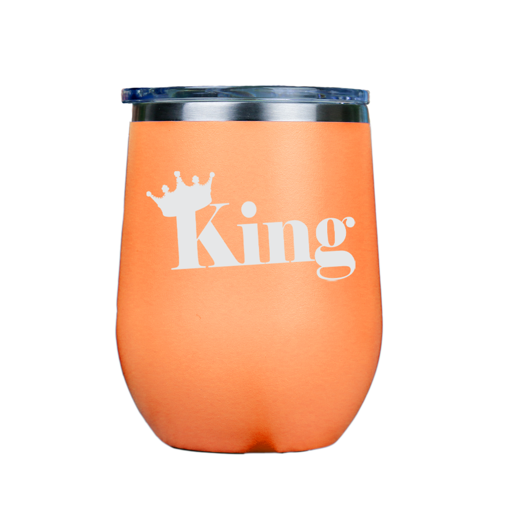 King  - Orange Stainless Steel Stemless Wine Glass