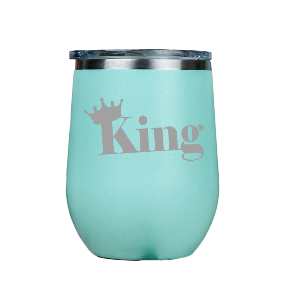 King  - Teal Stainless Steel Stemless Wine Glass