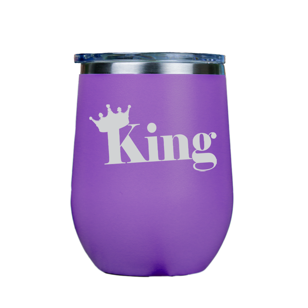 King  - Purple Stainless Steel Stemless Wine Glass