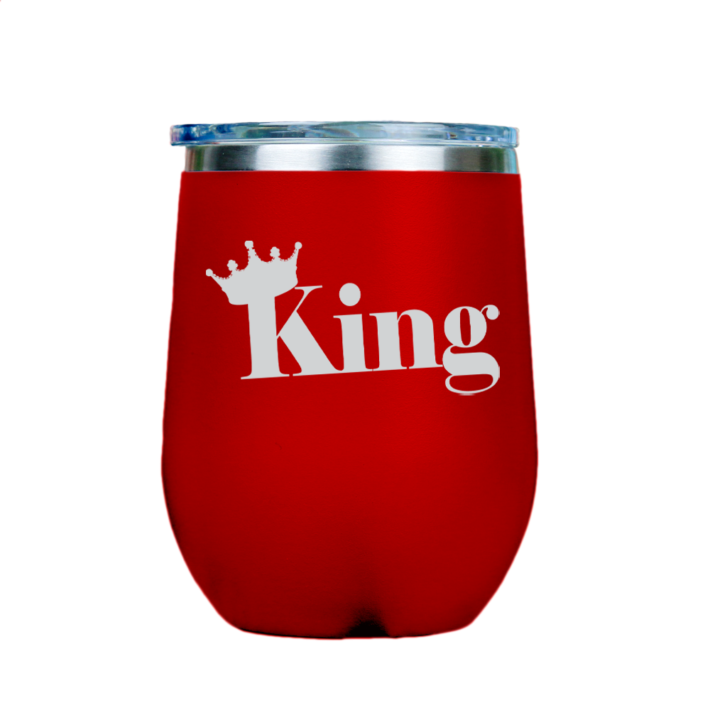 King  - Red Stainless Steel Stemless Wine Glass