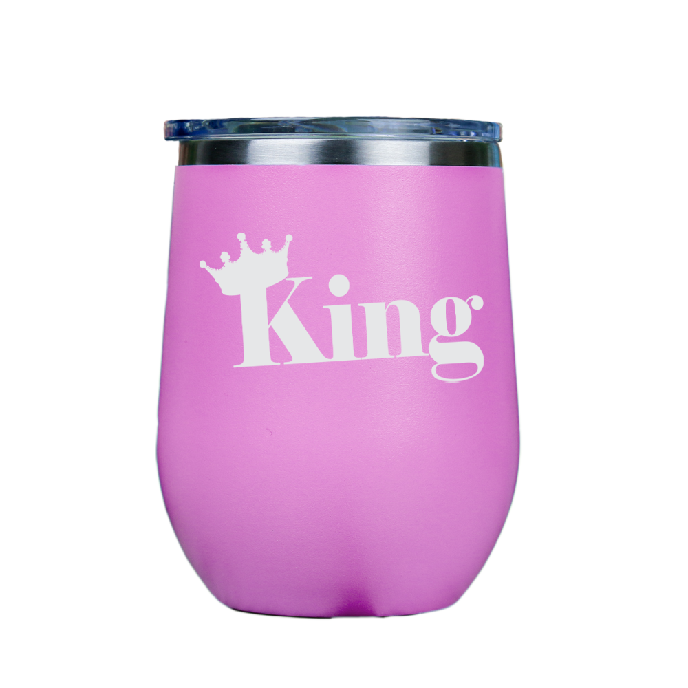 King  - Pink Stainless Steel Stemless Wine Glass
