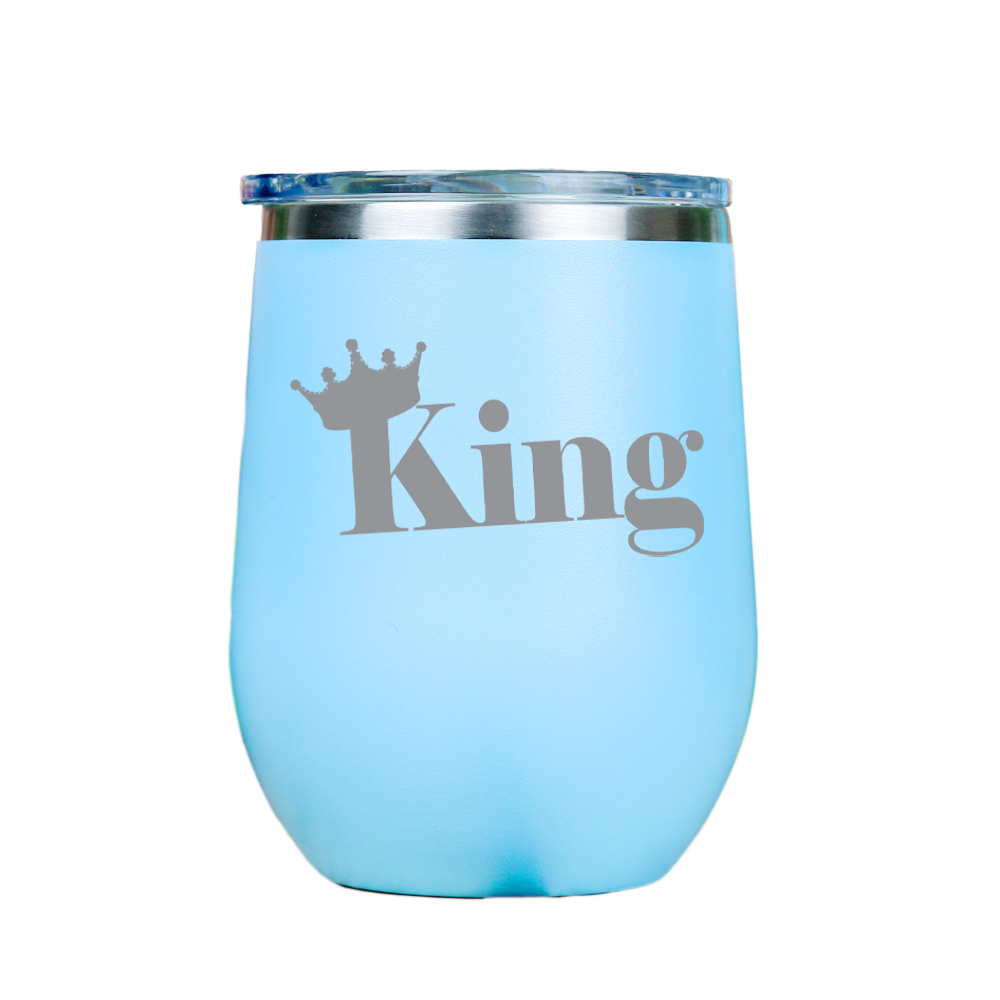 King  - Blue Stainless Steel Stemless Wine Glass