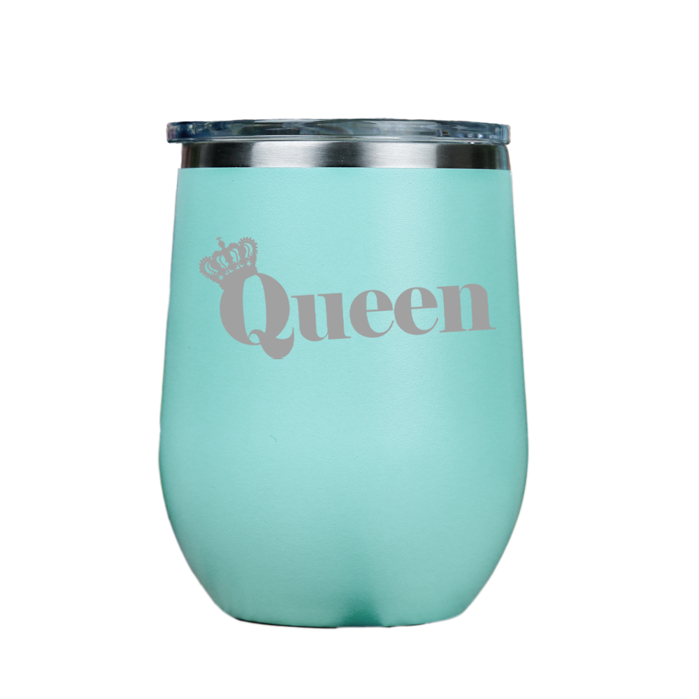 Queen  - Teal Stainless Steel Stemless Wine Glass