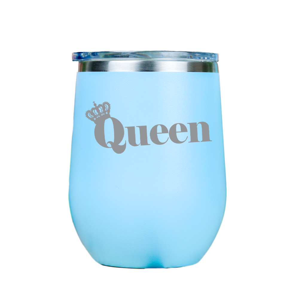Queen  - Blue Stainless Steel Stemless Wine Glass