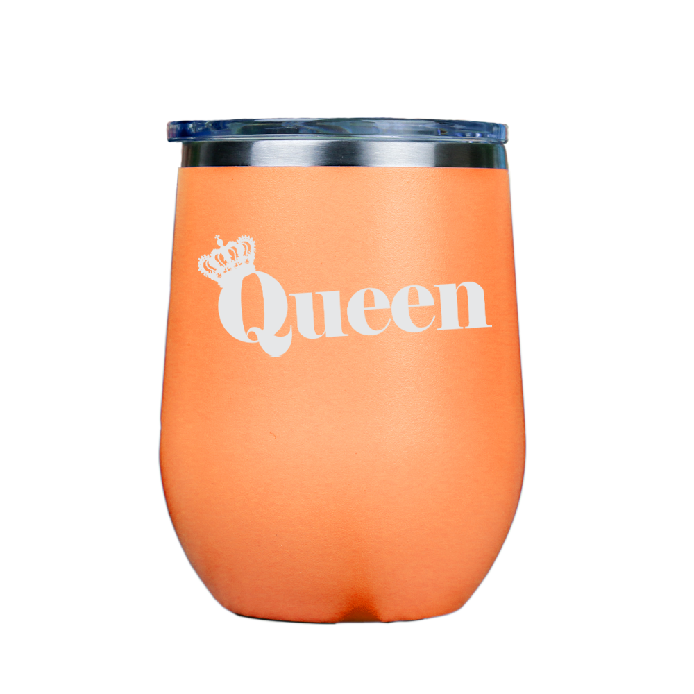 Queen  - Orange Stainless Steel Stemless Wine Glass