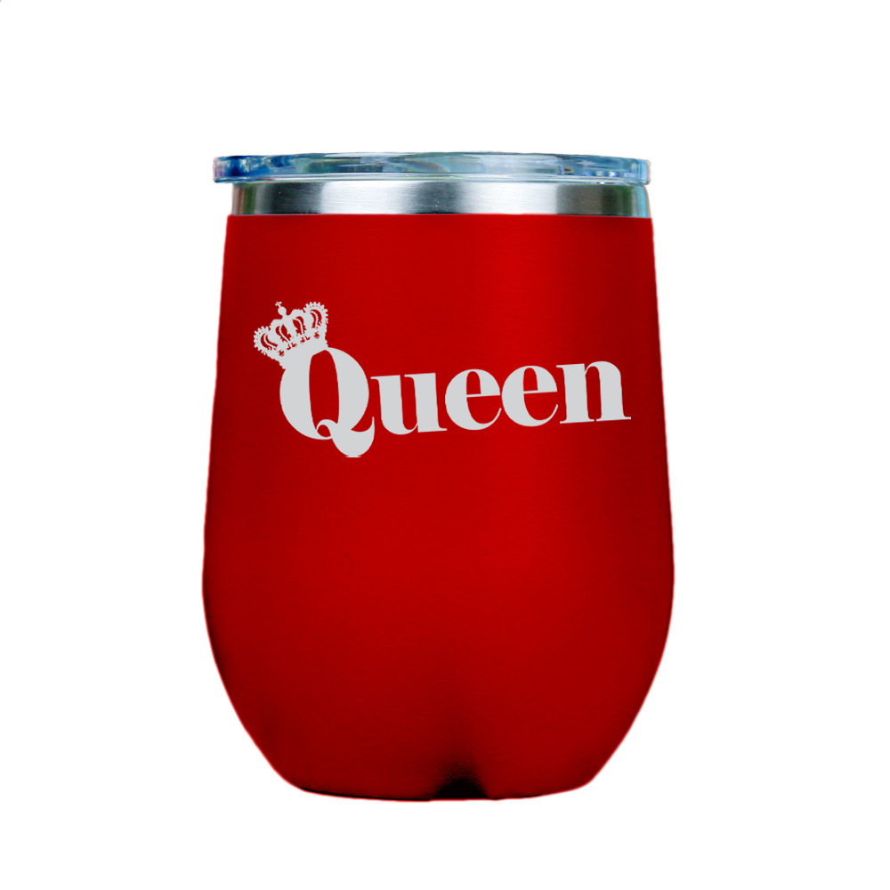 Queen  - Red Stainless Steel Stemless Wine Glass