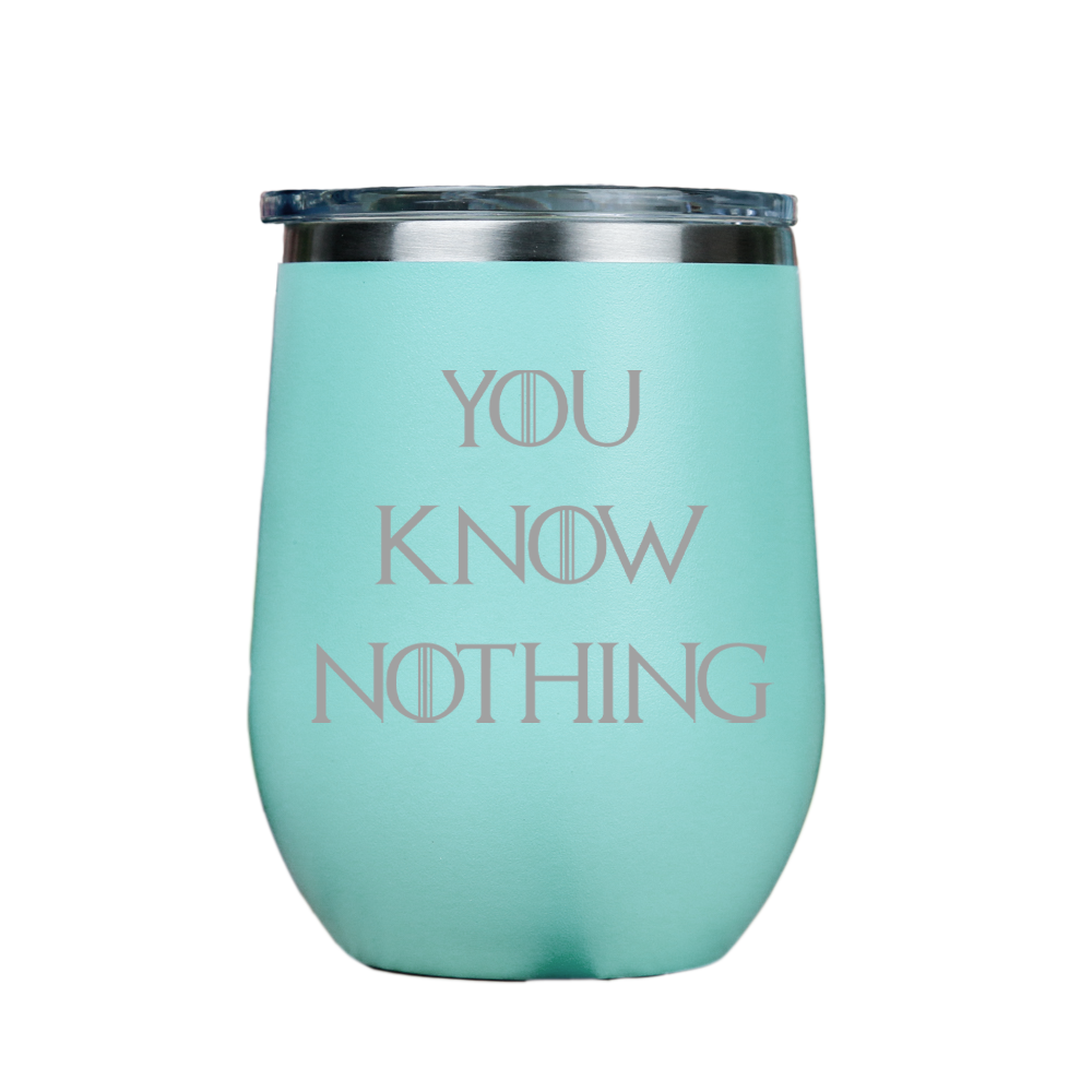 You Know Nothing  - Teal Stainless Steel Stemless Wine Glass
