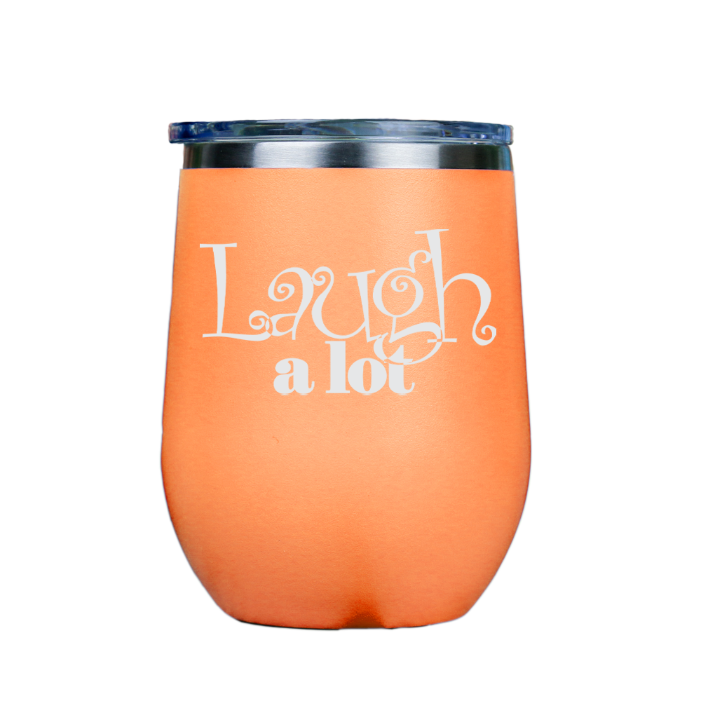 Laugh a lot  - Orange Stainless Steel Stemless Wine Glass