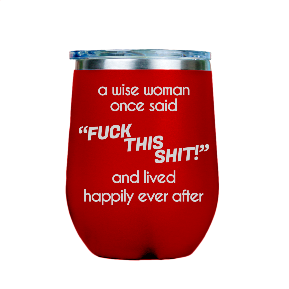 Fck This S**T  - Red Stainless Steel Stemless Wine Glass