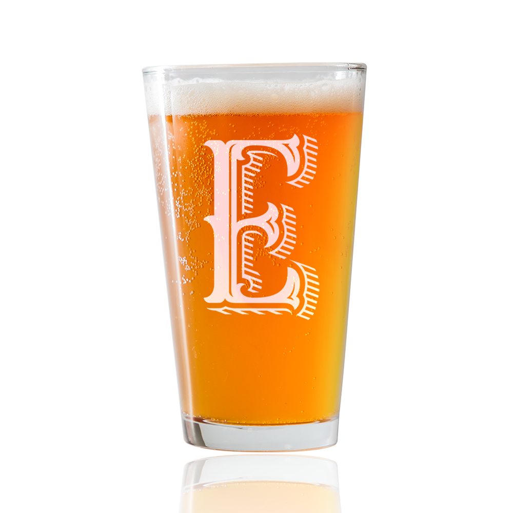 Monogram E  Beer Pint Glass