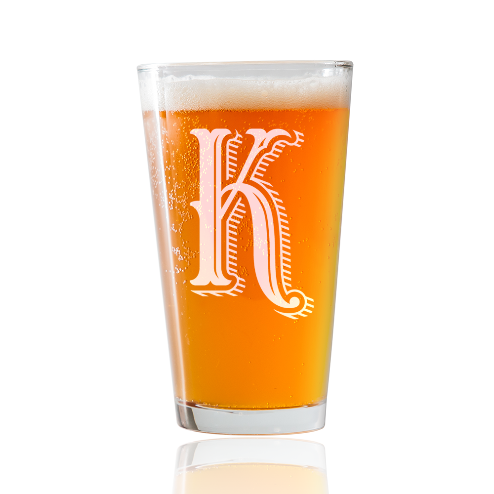 Monogram K  Beer Pint Glass